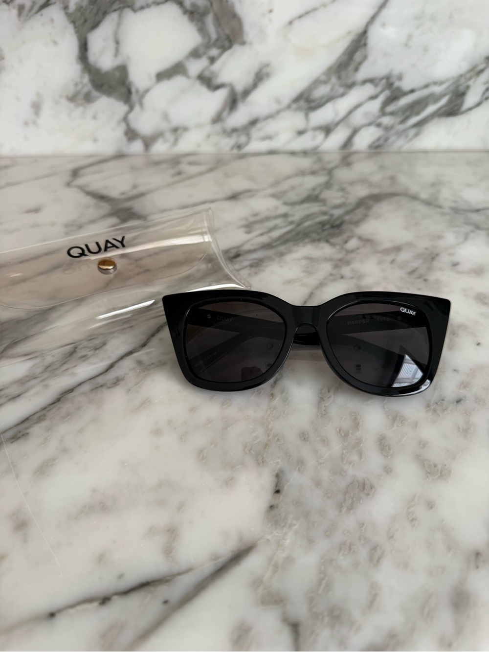 Quay Australia Black Oversized Cat-Eye Sunglasses